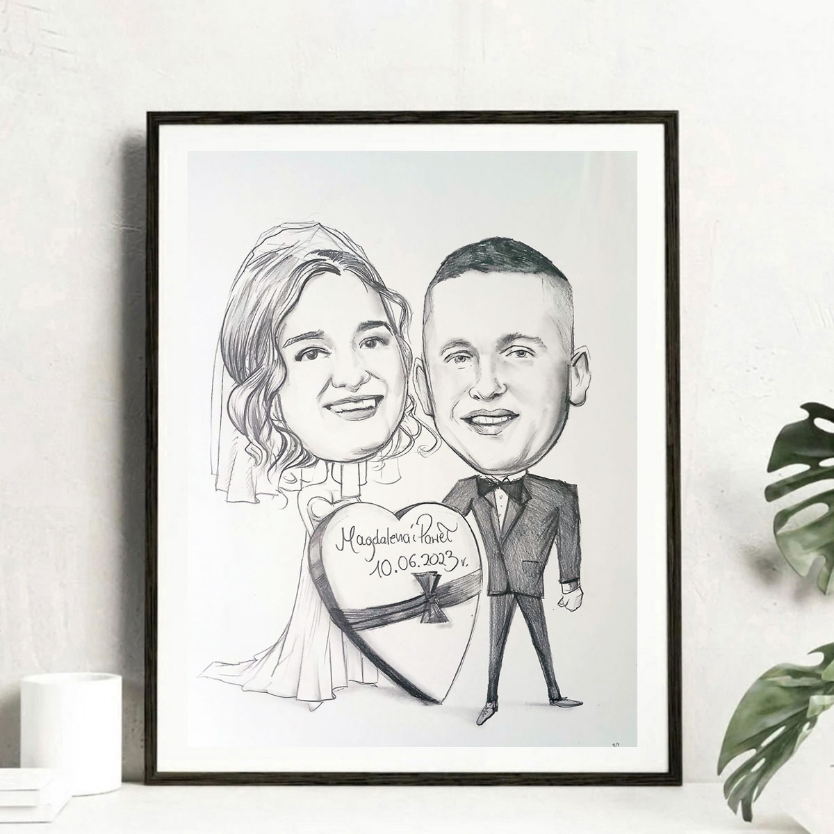 karykatura ślubna, karykatura na ślub, prezent na ślub